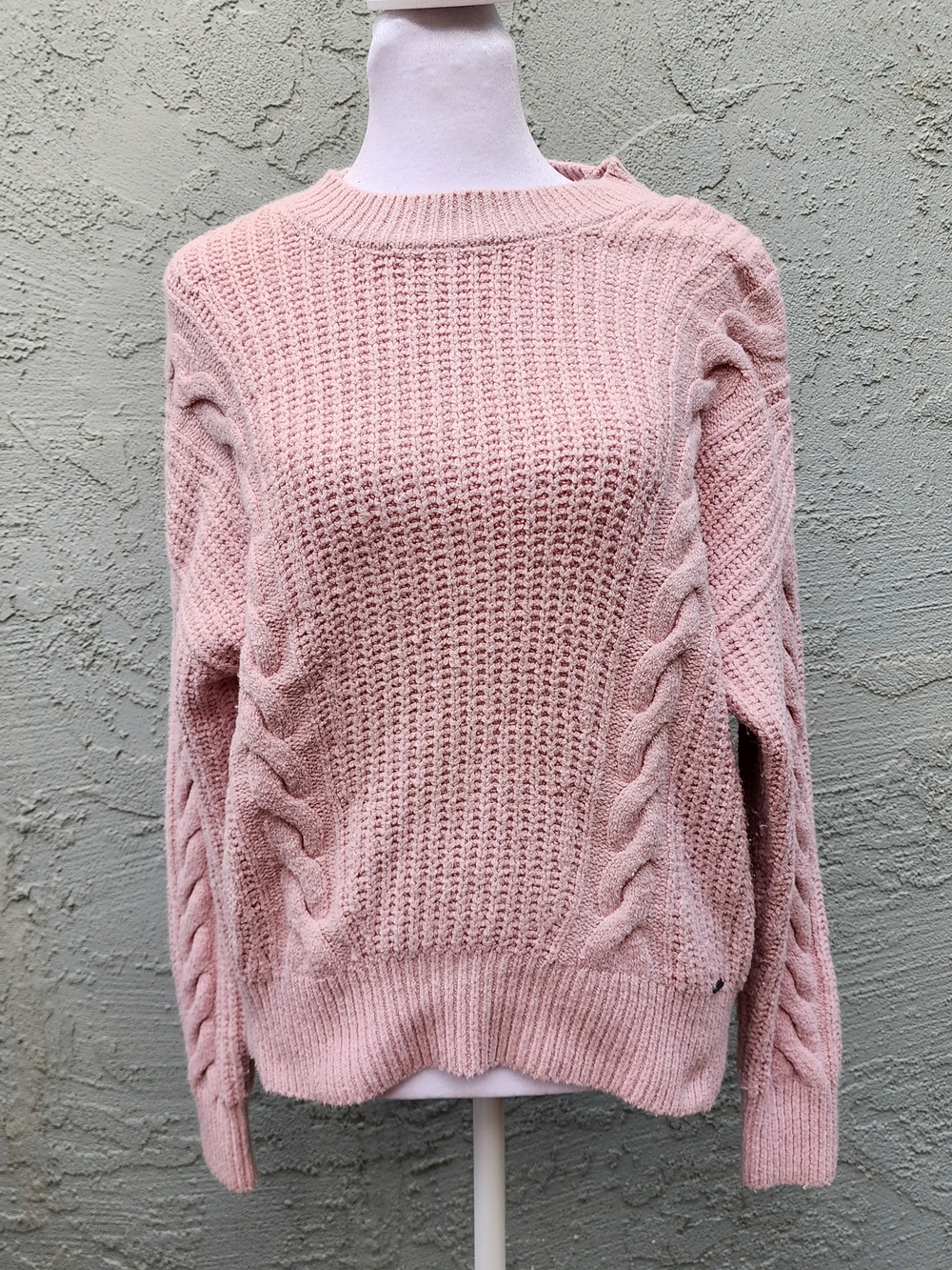 Abercrombie & Fitch Blush Pink Chunky Cable Knit Sweater Womens XS